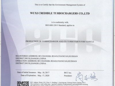 ISO14001:2015 Certificate